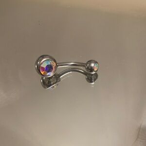 Silver Belly Button Ring with Colorful Gem